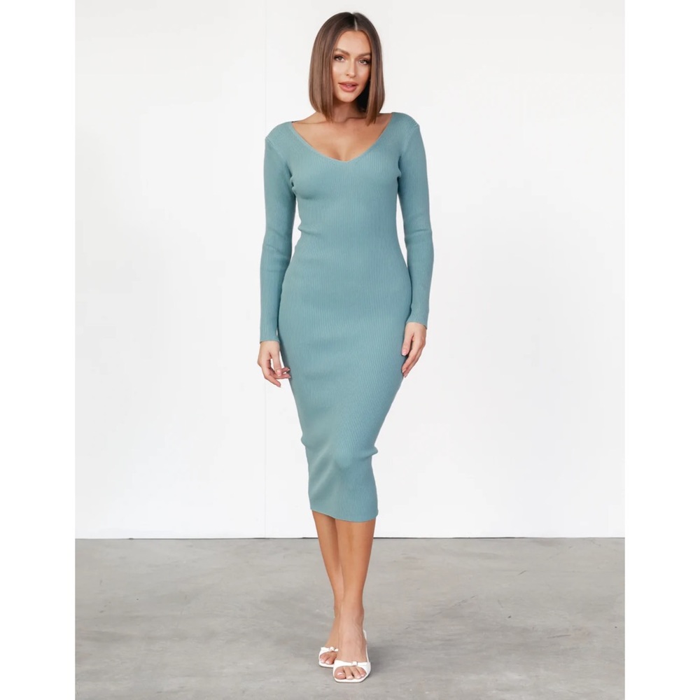 Open Back Sweater Midi Dress
